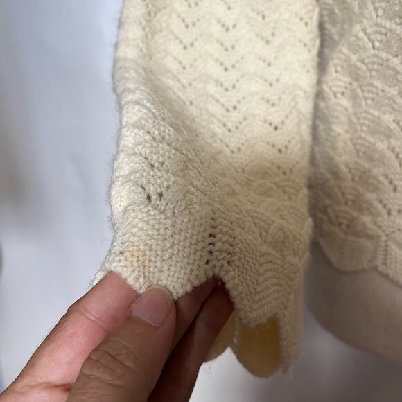 Vitg 80s Pointelle Knit Cardigan Women Sz S Cottagecore Coquette Wintuk Scallop - Picture 8 of 10